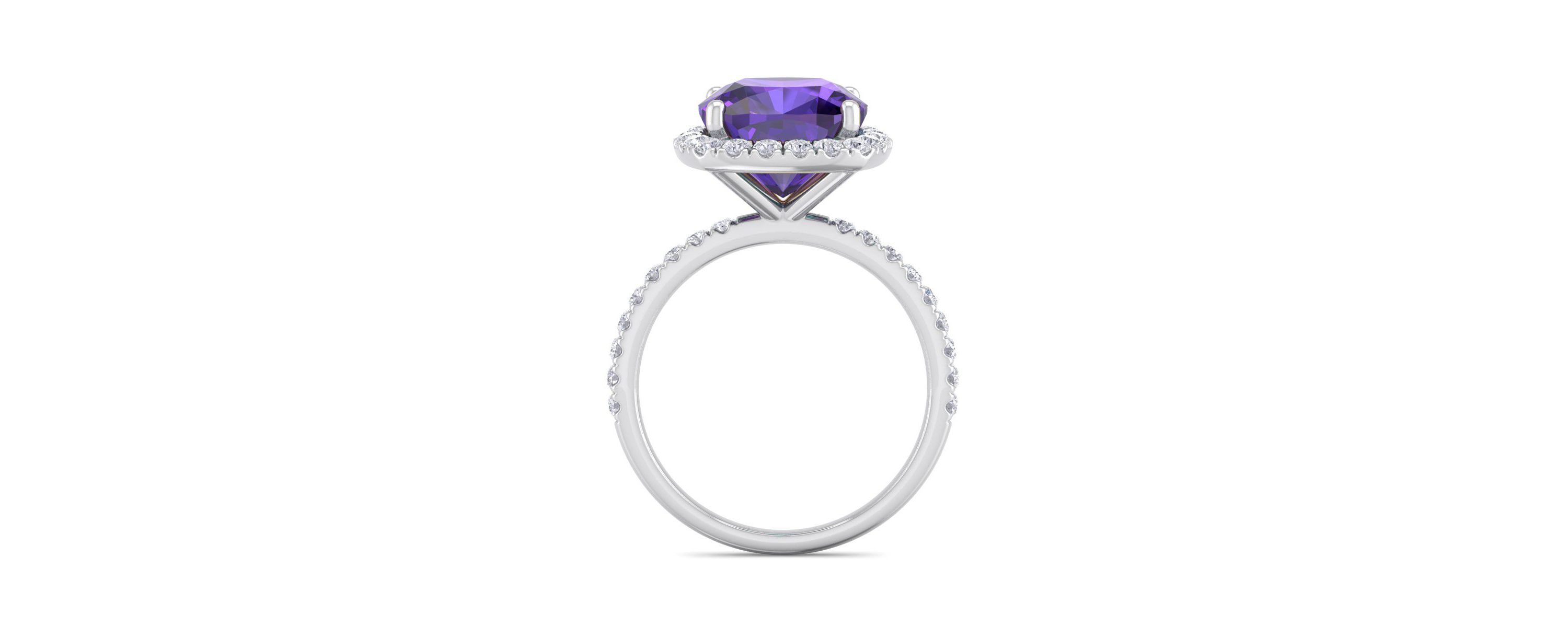 5 1/2 ct. t.w. Cushion Cut Amethyst and Double Halo Diamond Ring In Sterling Silver