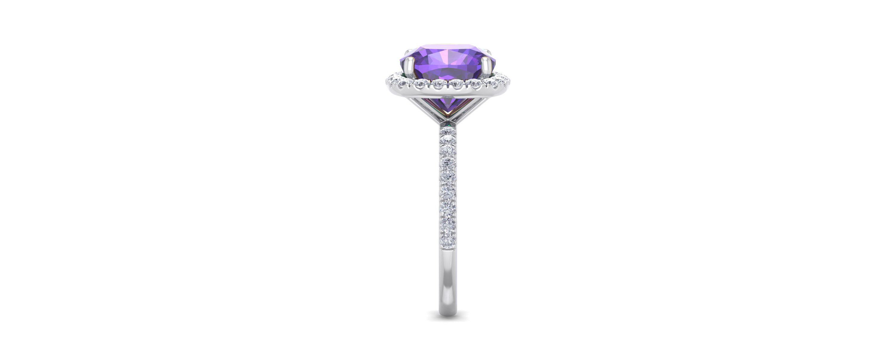 5 1/2 ct. t.w. Cushion Cut Amethyst and Double Halo Diamond Ring In Sterling Silver