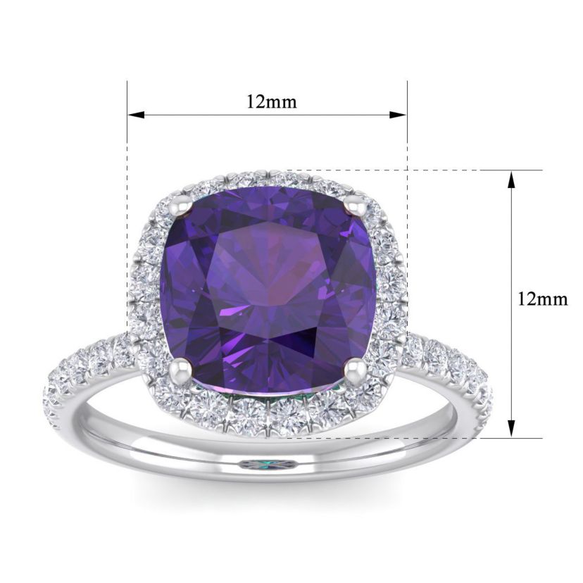 5 1/2 ct. t.w. Cushion Cut Amethyst and Double Halo Diamond Ring In Sterling Silver