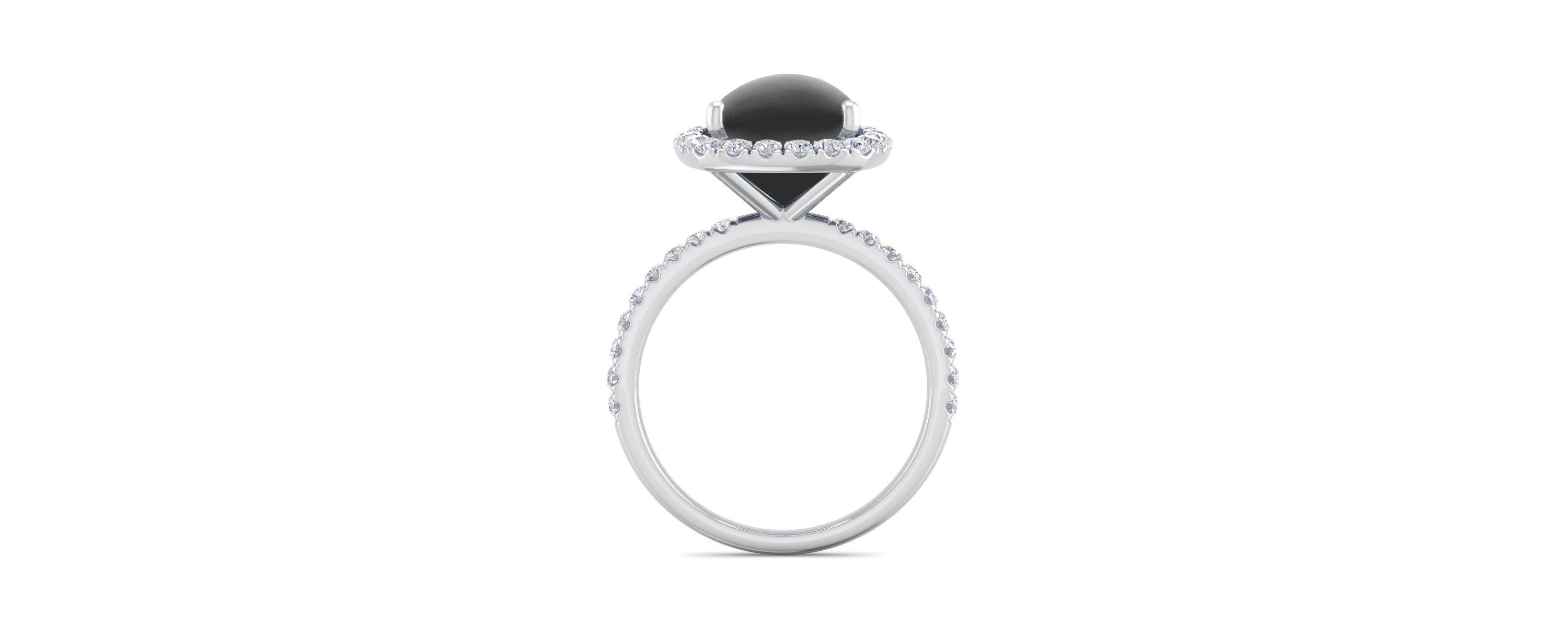5 1/2 ct. t.w. Cushion Cut Black Onyx and Double Halo Diamond Ring In Sterling Silver