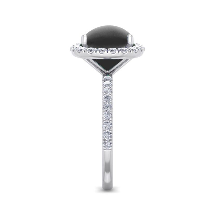 5 1/2 ct. t.w. Cushion Cut Black Onyx and Double Halo Diamond Ring In Sterling Silver