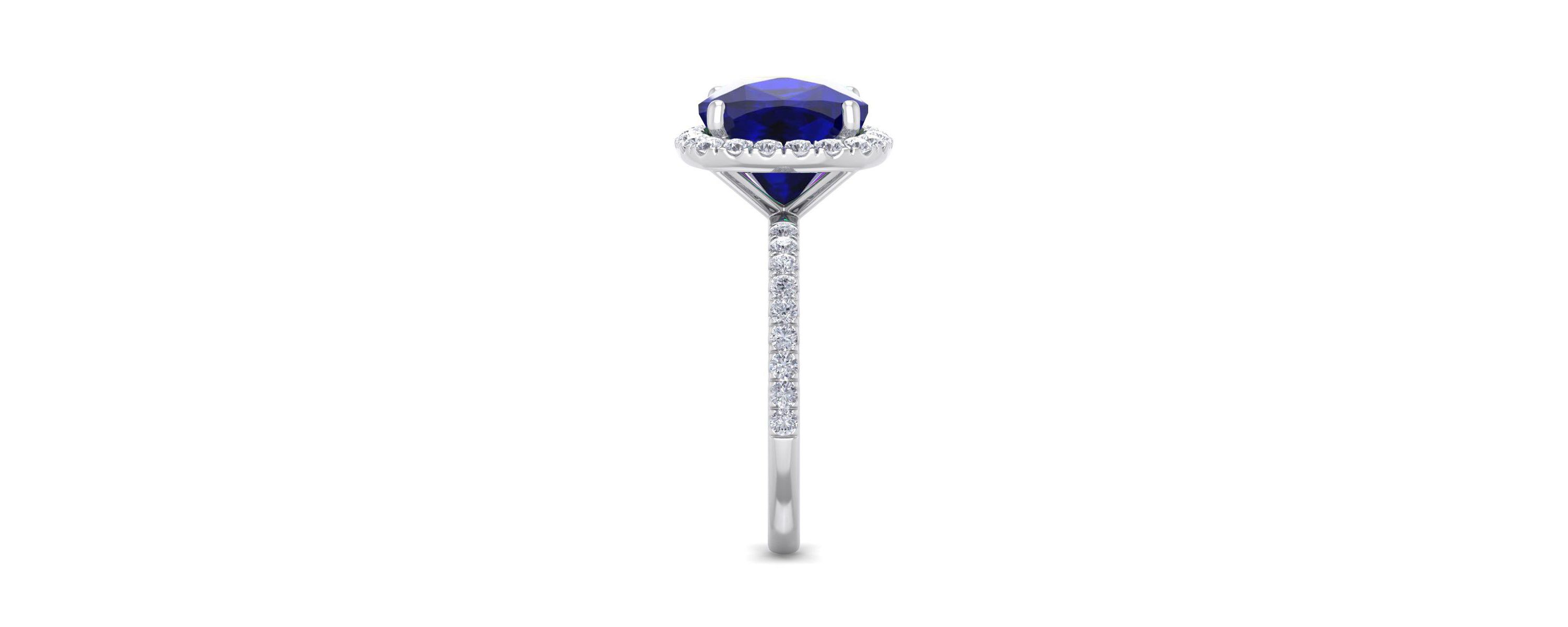 Lab Created 5 1/2 ct. t.w. Cushion Cut Created Sapphire and Double Halo Diamond Ring In Sterling Silver