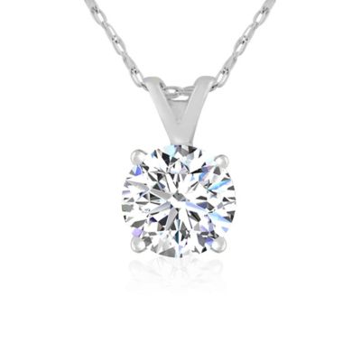 Belk & Co Lab Created 1 1/2 Carat Lab Grown Diamond Solitaire Necklace In 14K Yellow Gold, 18 Inches, White