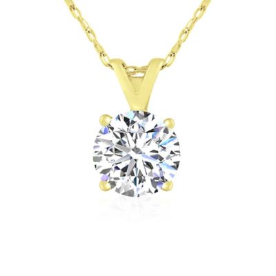 Belk & Co Lab Created 1 1/2 Carat Lab Grown Diamond Solitaire Necklace In 14K Yellow Gold, 18 Inches