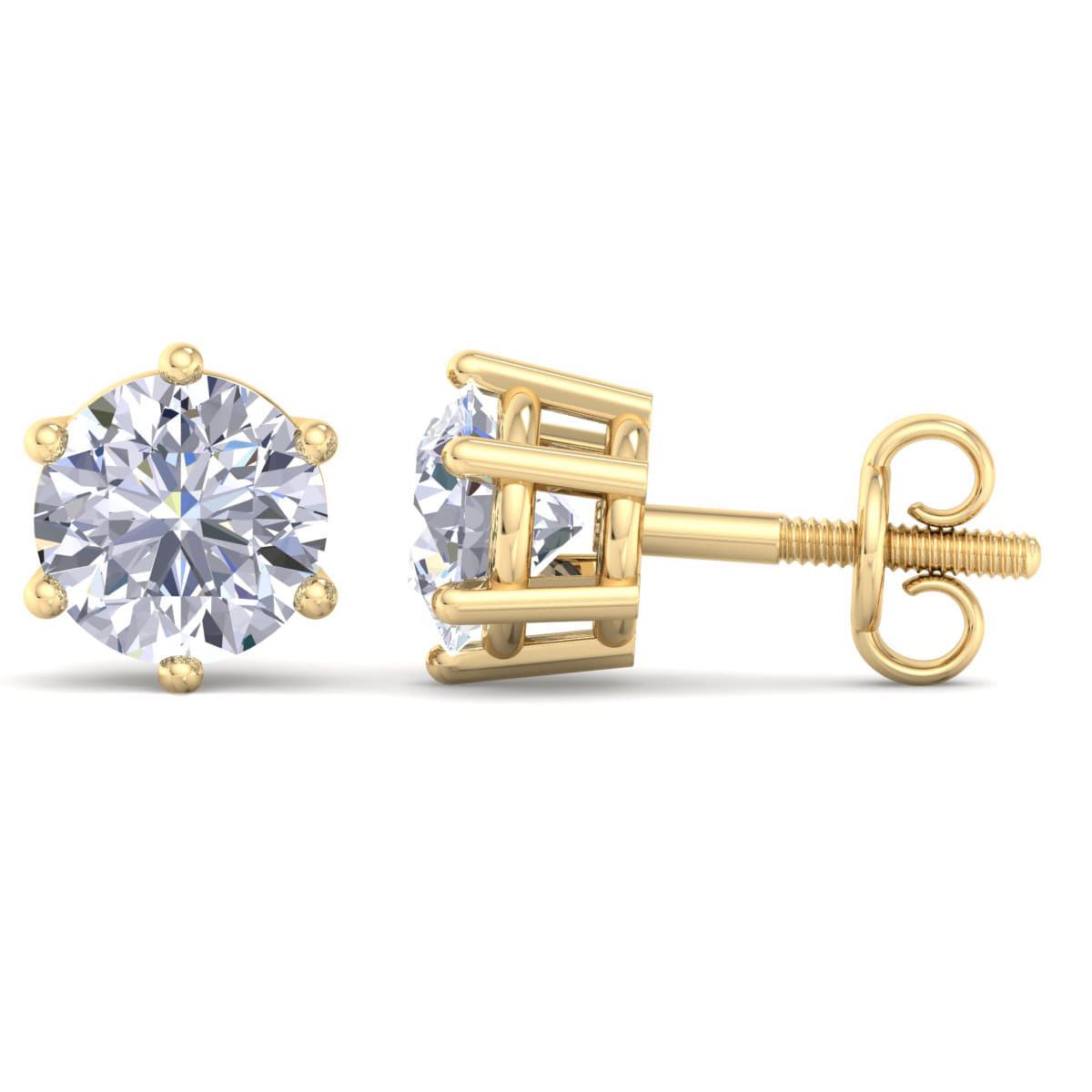 Lab Created 1 1/2 ct. t.w. Lab Grown Diamond Earrings In 14 Karat Gold, 6-Prong Setting
