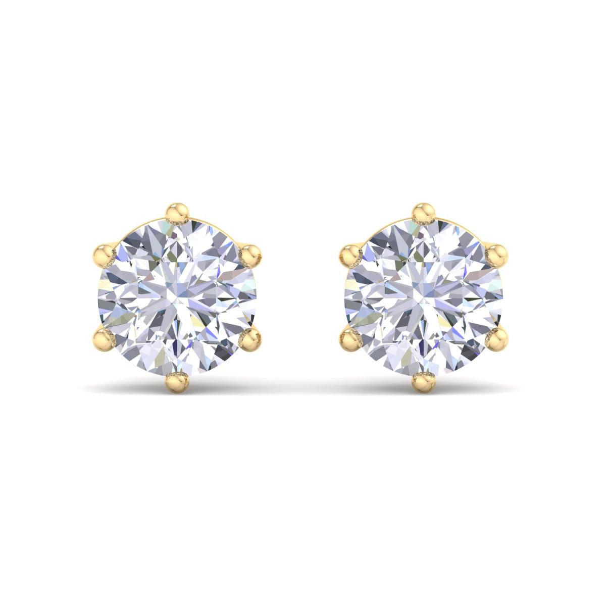 Lab Created 1 1/2 ct. t.w. Lab Grown Diamond Earrings In 14 Karat Gold, 6-Prong Setting