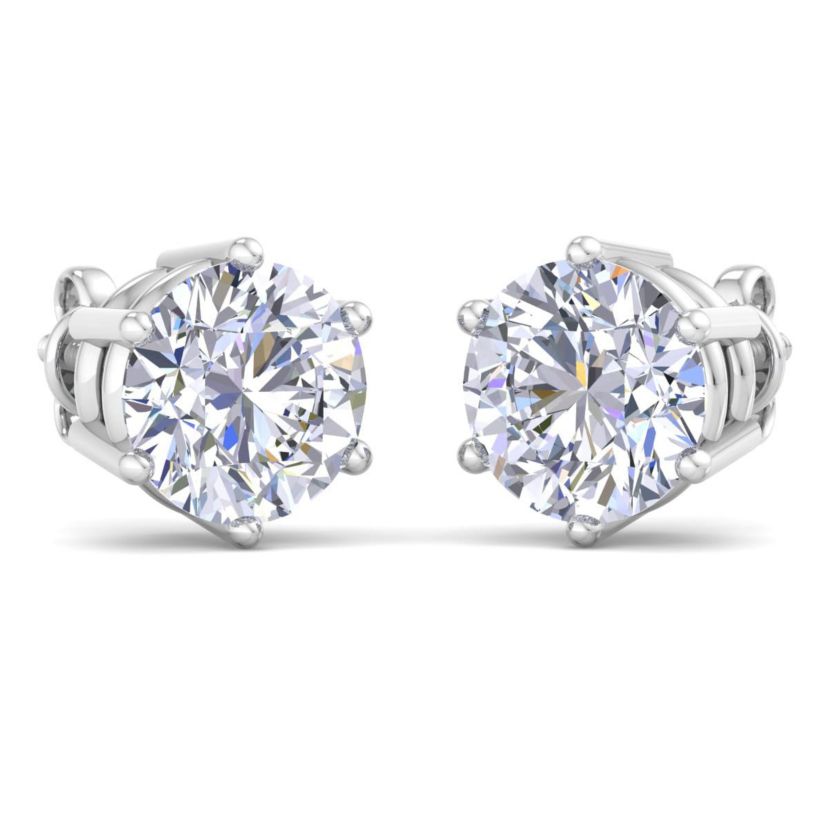 Lab Created 1 1/2 ct. t.w. Lab Grown Diamond Earrings In 14 Karat Gold, 6-Prong Setting