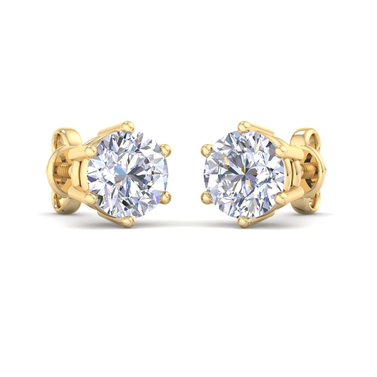 Lab Created 1 1/2 ct. t.w. Lab Grown Diamond Earrings In 14 Karat Gold, 6-Prong Setting
