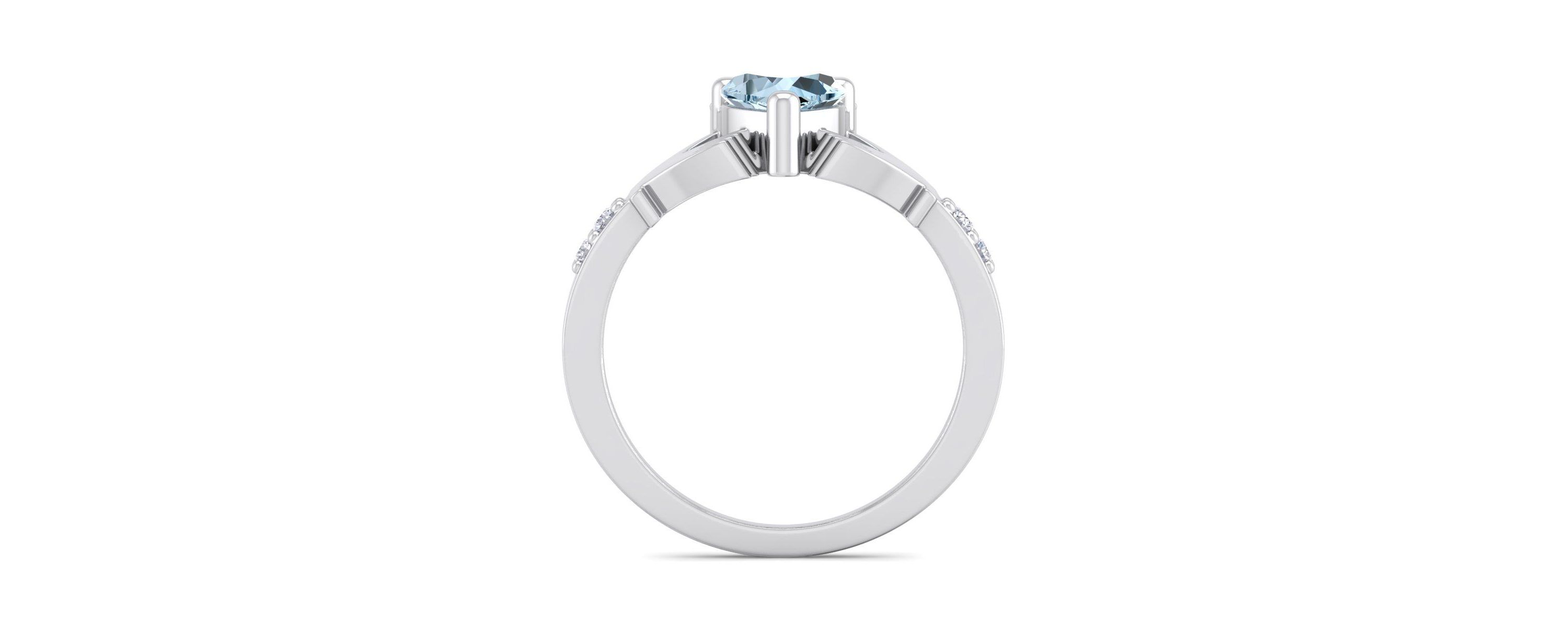 1cttw Heart Shape Aquamarine and Diamond Claddagh Ring In Sterling Silver