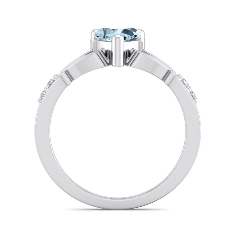1cttw Heart Shape Aquamarine and Diamond Claddagh Ring In Sterling Silver