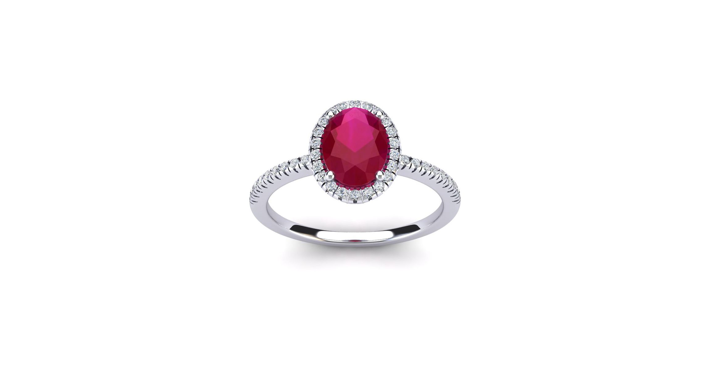 Lab Created 1 1/2cttw Oval Shape Created Ruby and Halo Diamond Ring In Sterling Silver