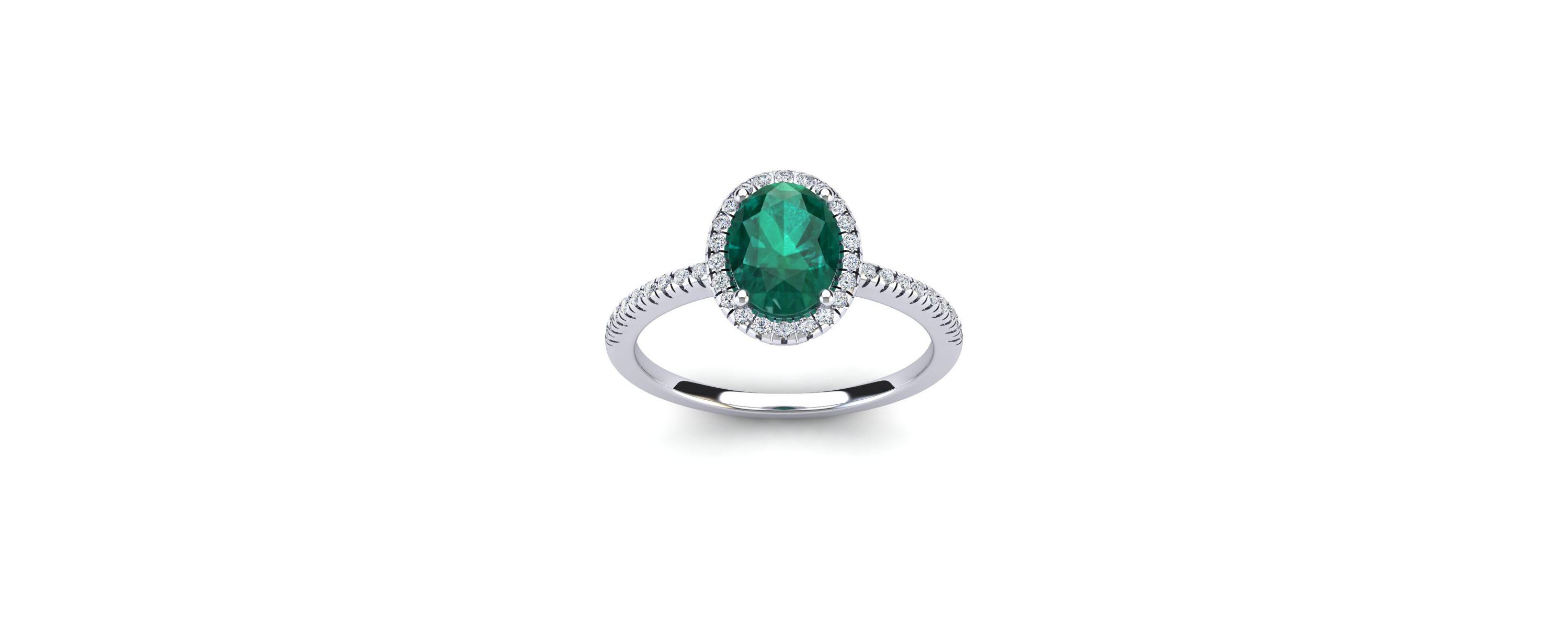 Lab Created 1 1/2cttw Oval Shape Created Emerald and Halo Diamond Ring In Sterling Silver