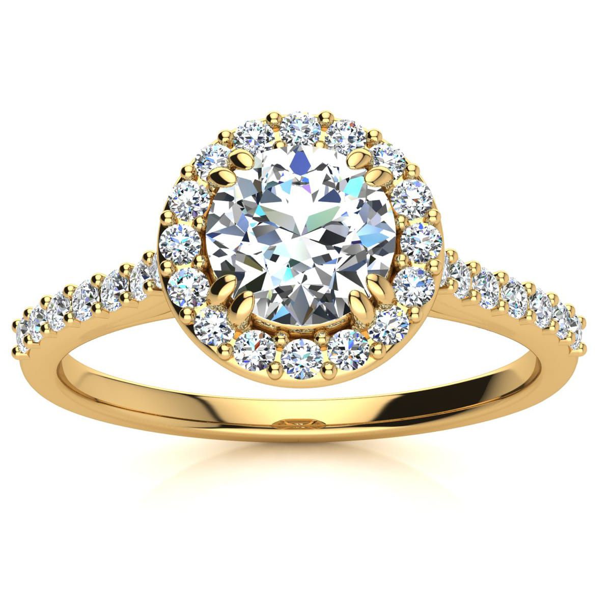 Belk & Co. 1 ct. t.w. Round Shape Halo Moissanite Engagement Ring In 14 ...
