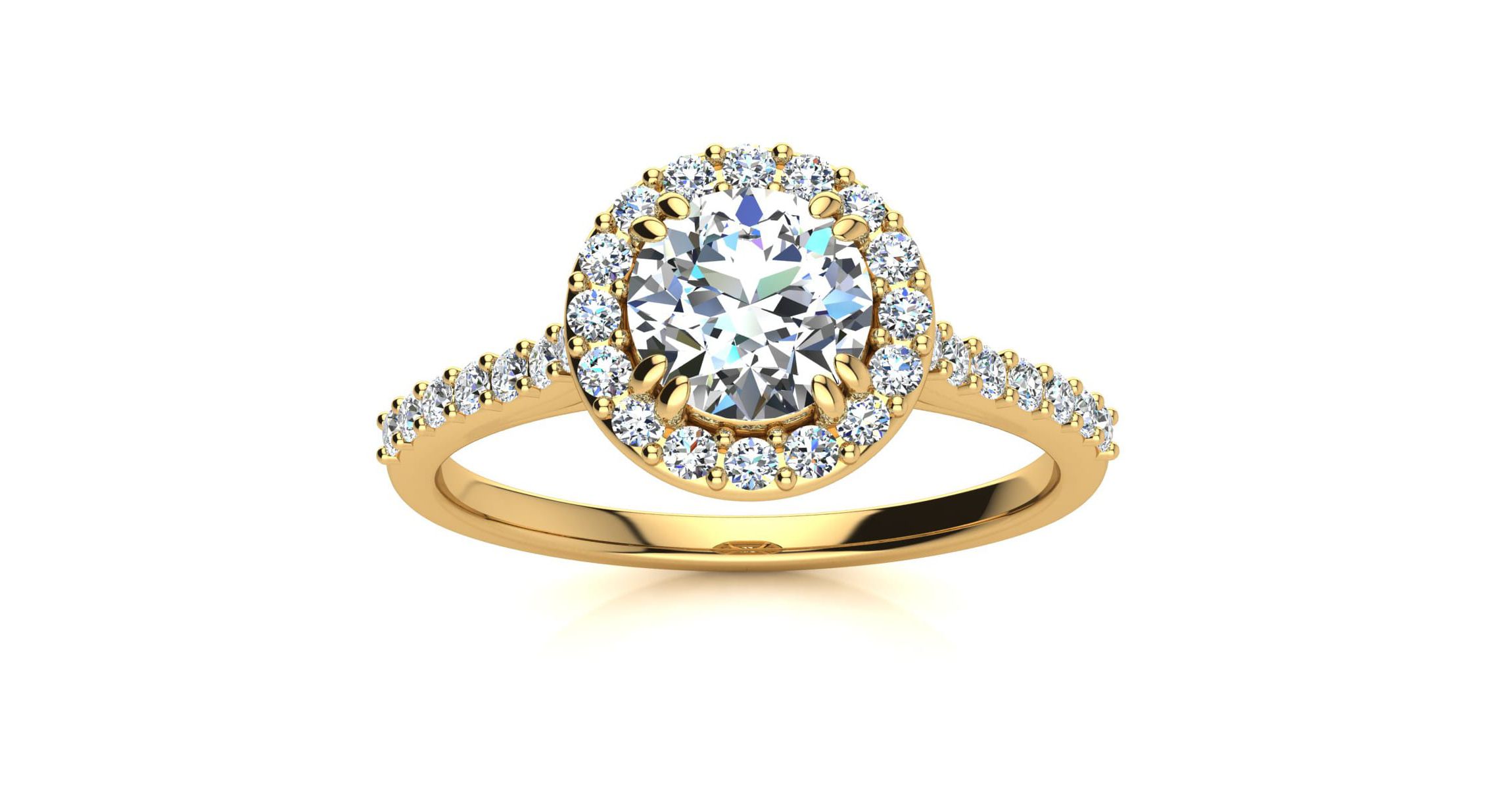 1 ct. t.w. Round Shape Halo Moissanite Engagement Ring In 14 Karat Gold