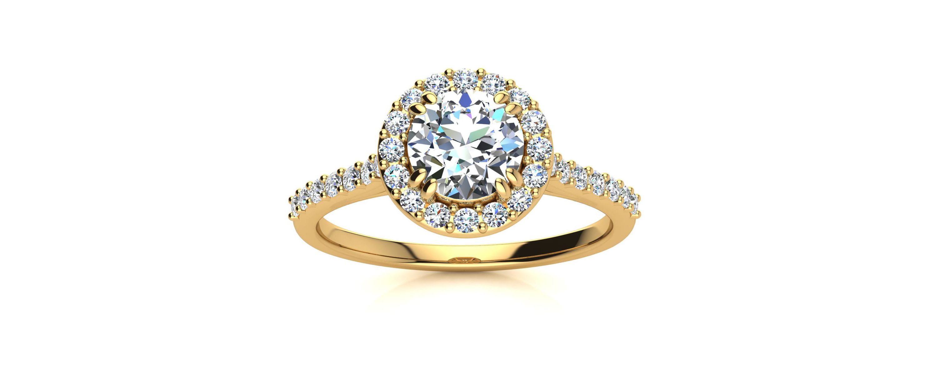 1 ct. t.w. Round Shape Halo Moissanite Engagement Ring In 14 Karat Gold