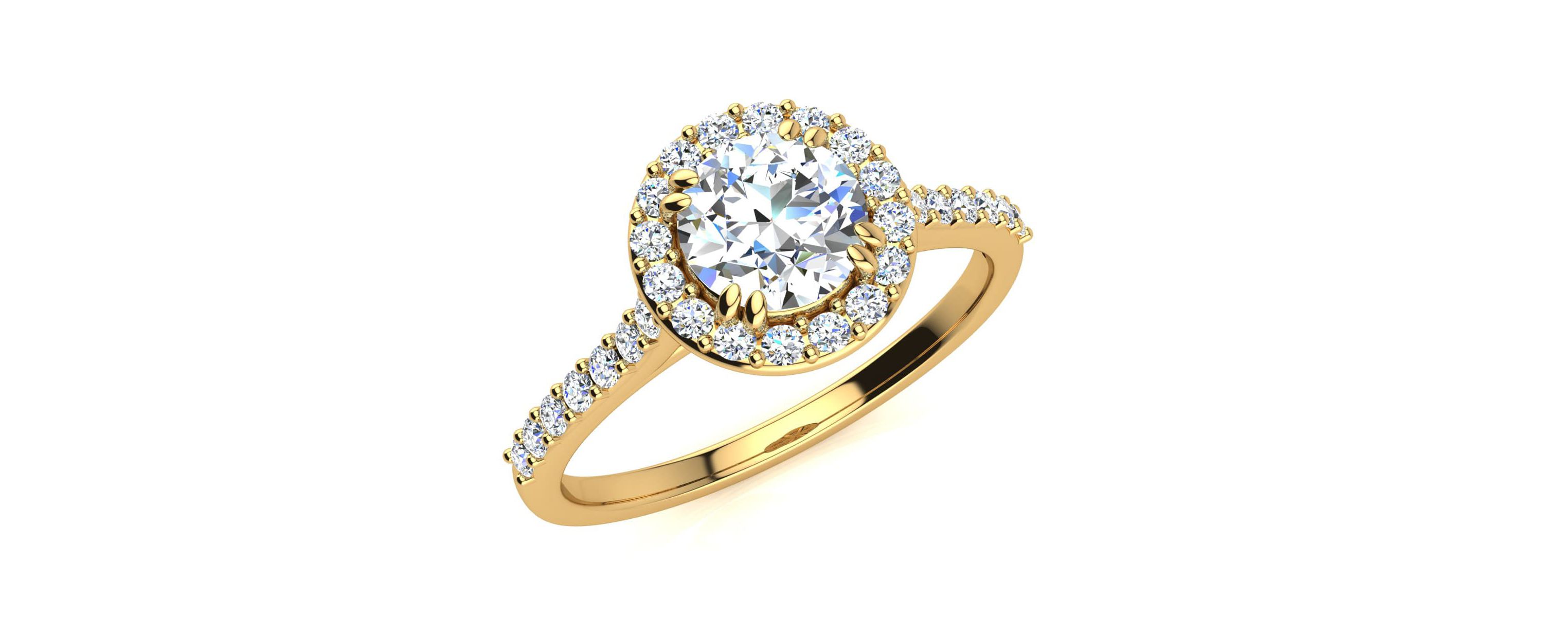 1 ct. t.w. Round Shape Halo Moissanite Engagement Ring In 14 Karat Gold