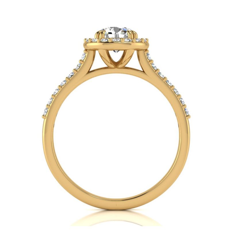1 ct. t.w. Round Shape Halo Moissanite Engagement Ring In 14 Karat Gold
