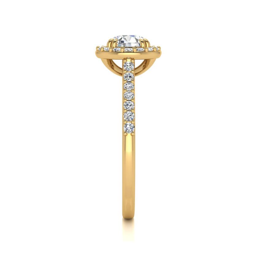 1 ct. t.w. Round Shape Halo Moissanite Engagement Ring In 14 Karat Gold