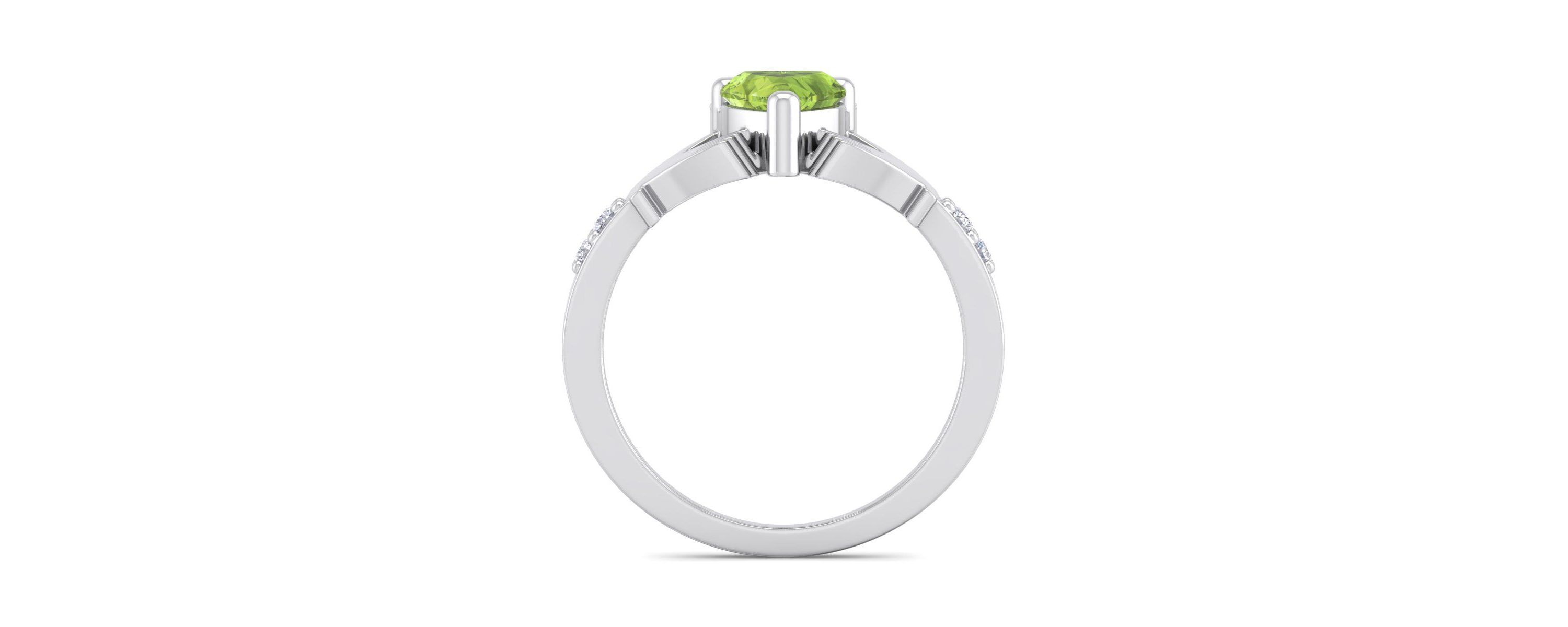 1cttw Heart Shape Peridot and Diamond Claddagh Ring In Sterling Silver