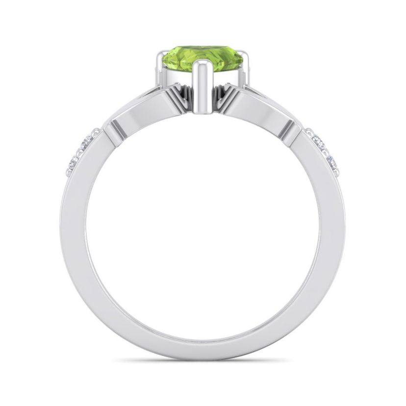 1cttw Heart Shape Peridot and Diamond Claddagh Ring In Sterling Silver