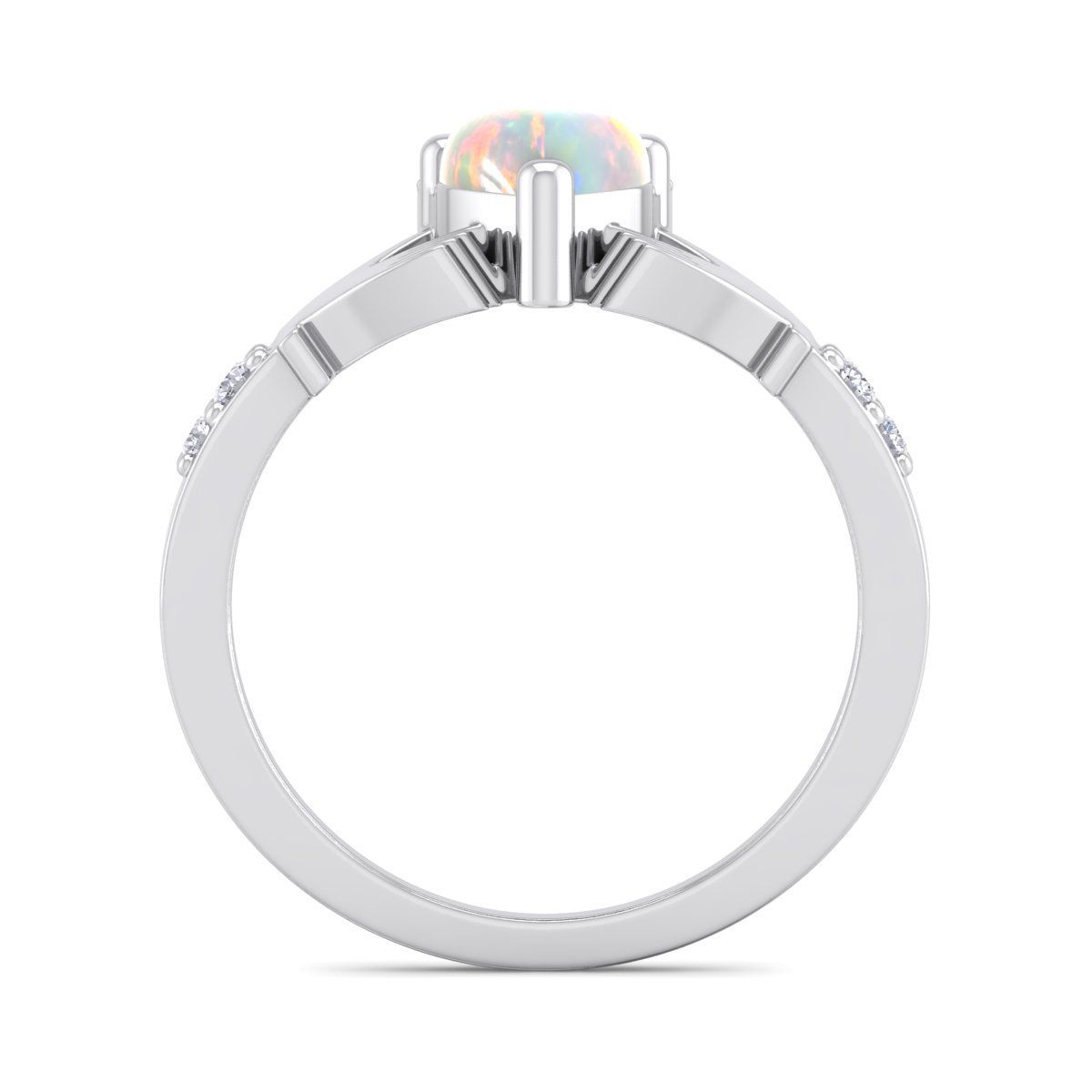 Lab Created 1cttw Heart Shape Created Opal and Diamond Claddagh Ring In Sterling Silver