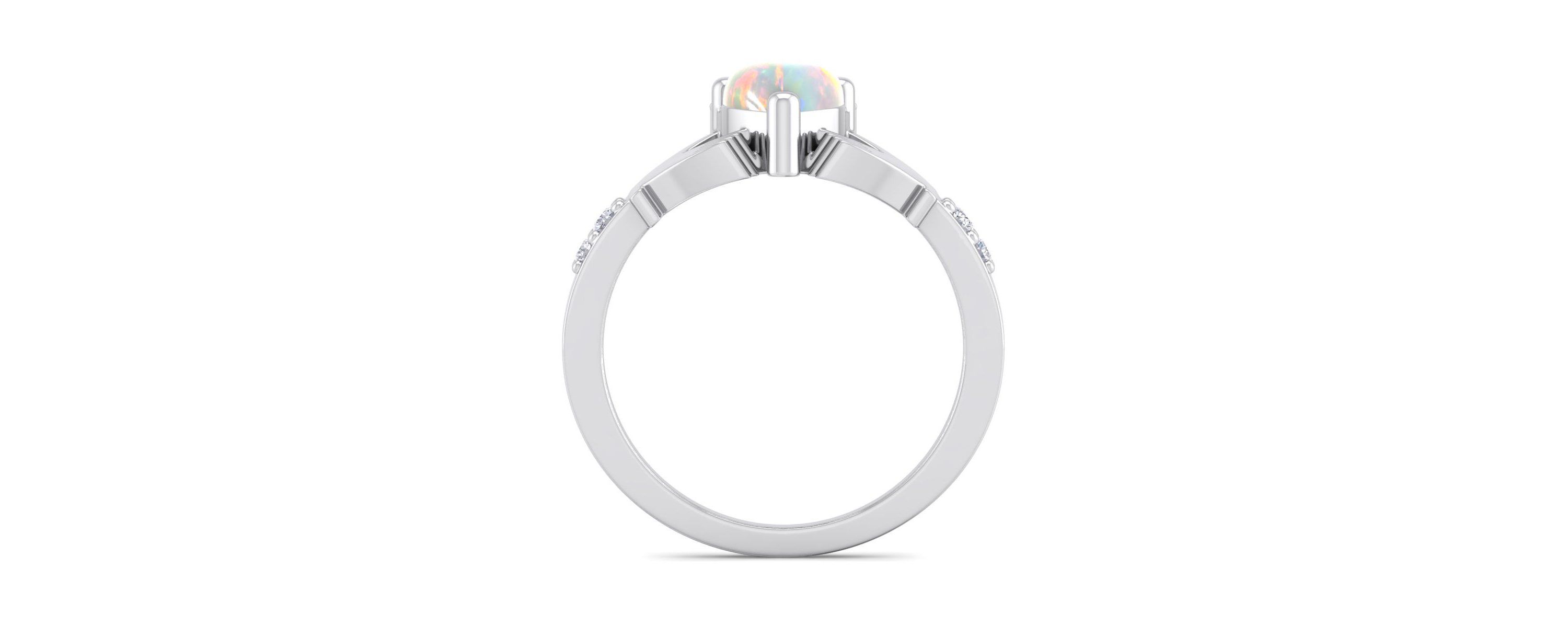 Lab Created 1cttw Heart Shape Created Opal and Diamond Claddagh Ring In Sterling Silver