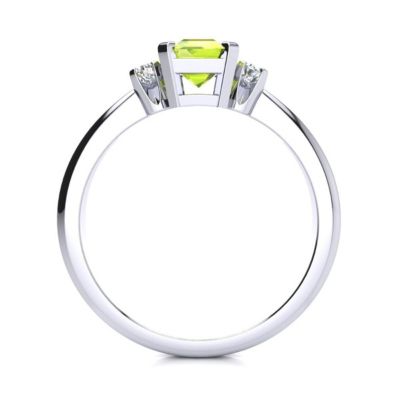 2 1/2cttw Octagon Shape Peridot and Diamond Ring Sterling Silver