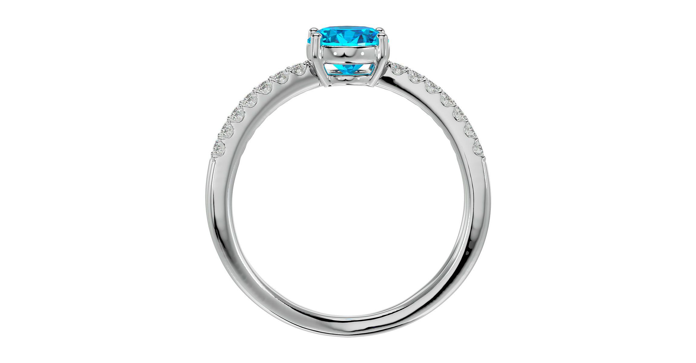 1 1/2 ct. t.w. Oval Shape Blue Topaz and Halo Diamond Ring In Sterling Silver