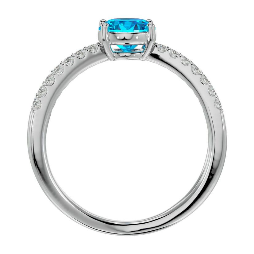 1 1/2 ct. t.w. Oval Shape Blue Topaz and Halo Diamond Ring In Sterling Silver