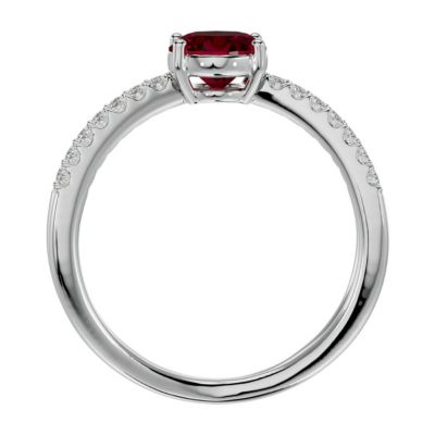 Lab Created 1 1/2 Carat Oval Shape Ruby and Halo Diamond Ring Sterling Silver