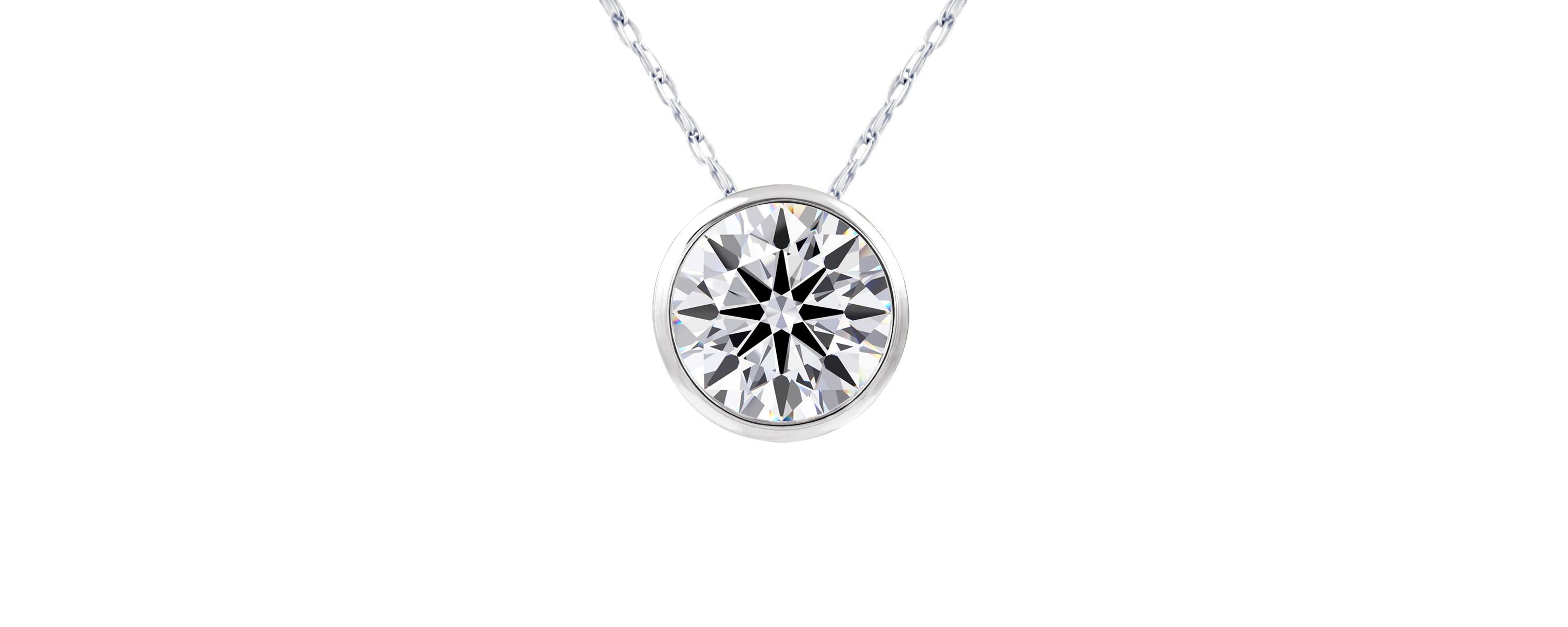 Lab Created 2 ct. t.w. Round Shape Lab Grown Diamond Solitaire Necklace In 14K White Gold, Bezel Setting