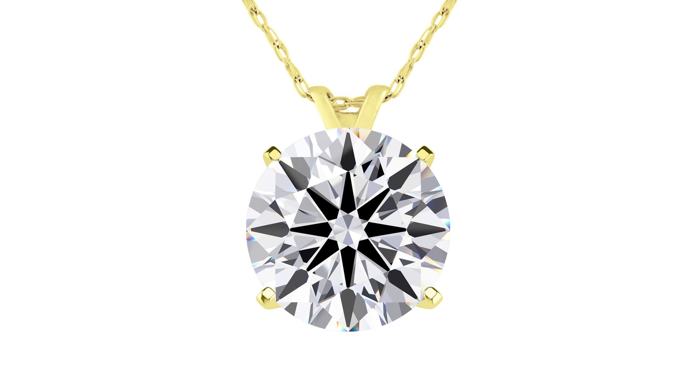 Lab Created 5 ct. t.w. Round Shape Lab Grown Diamond Solitaire Necklace In 14K Yellow Gold, Bezel Setting