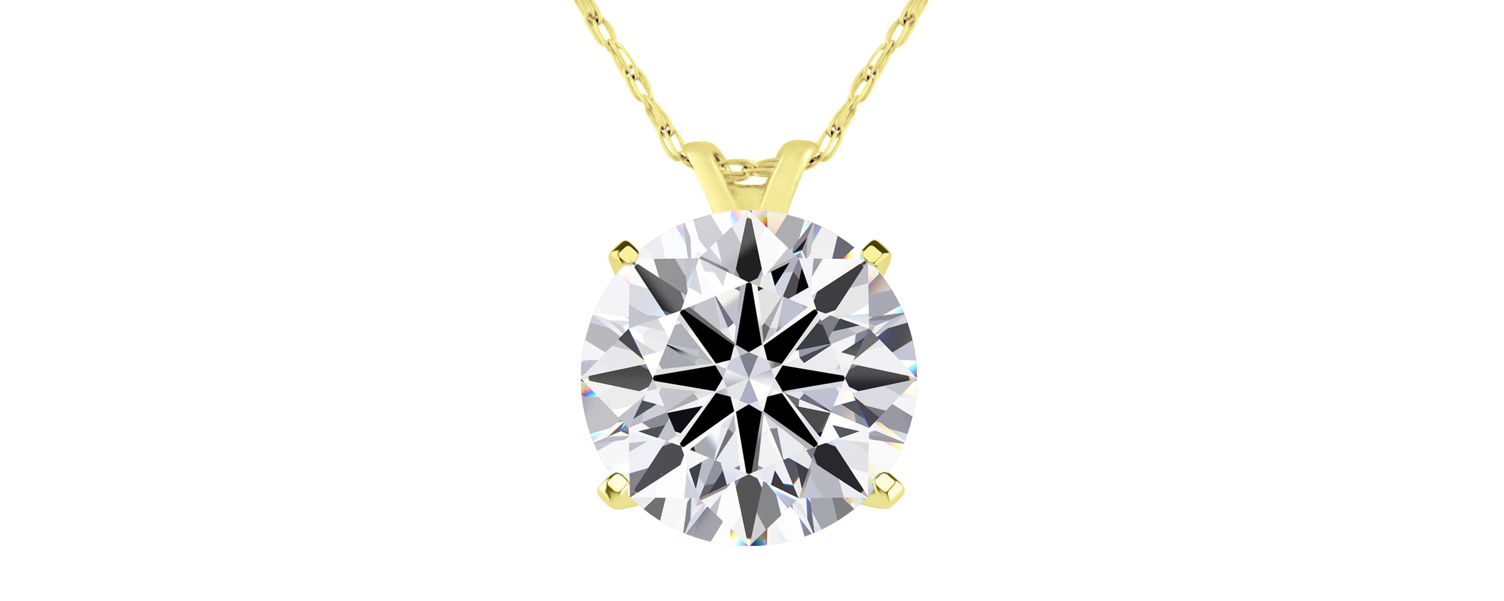 Lab Created 4 ct. t.w. Round Shape Lab Grown Diamond Solitaire Necklace In 14K Yellow Gold, Bezel Setting