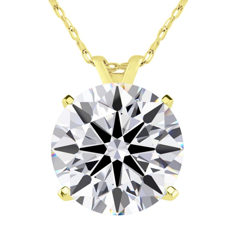 Lab Created 4 ct. t.w. Round Shape Lab Grown Diamond Solitaire Necklace In 14K Yellow Gold, Bezel Setting