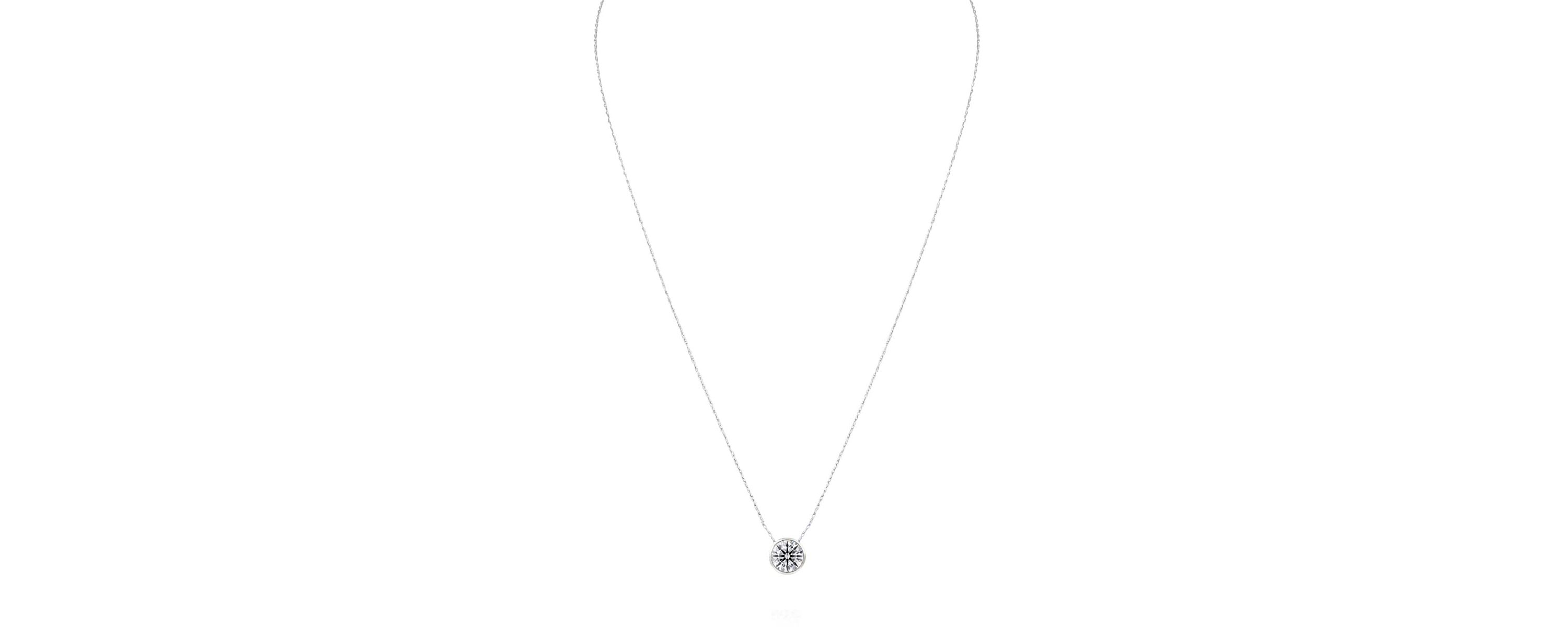 Lab Created 2 ct. t.w. Round Shape Lab Grown Diamond Solitaire Necklace In 14K White Gold, Bezel Setting