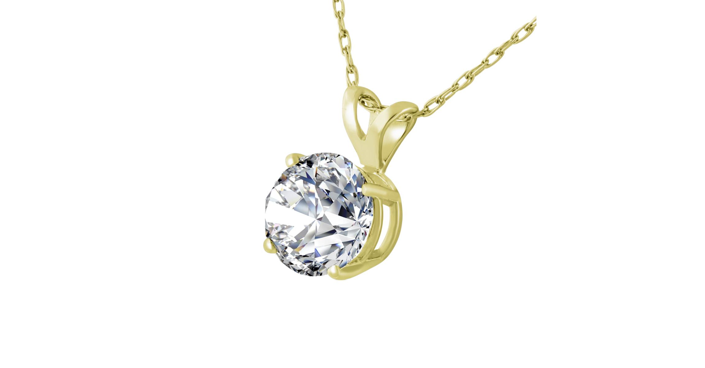 Lab Created 5 ct. t.w. Round Shape Lab Grown Diamond Solitaire Necklace In 14K Yellow Gold, Bezel Setting