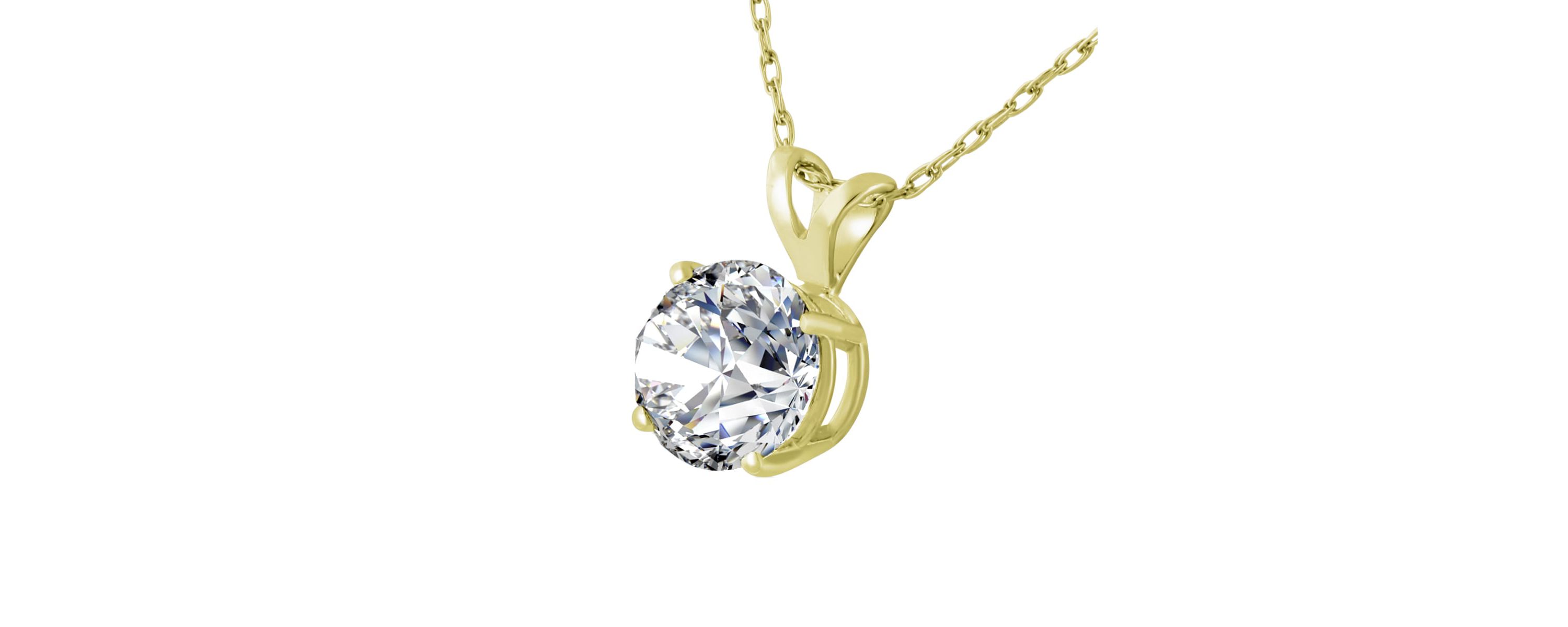 Lab Created 4 ct. t.w. Round Shape Lab Grown Diamond Solitaire Necklace In 14K Yellow Gold, Bezel Setting