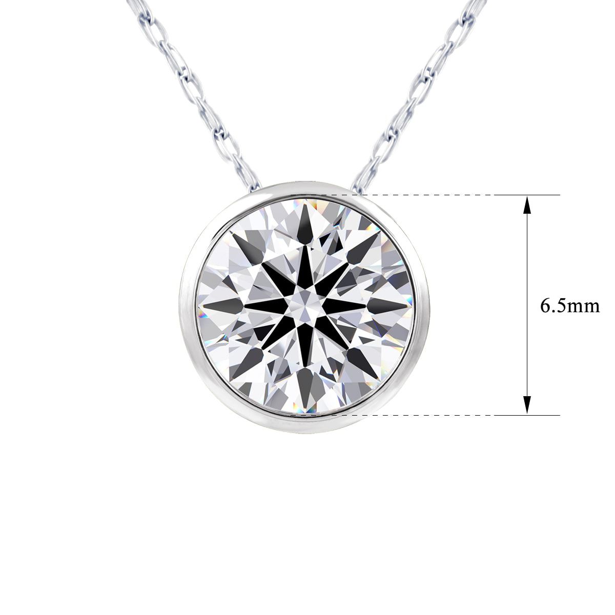 Lab Created 1 ct. t.w. Round Shape Lab Grown Diamond Solitaire Necklace In 14K White Gold, Bezel Setting