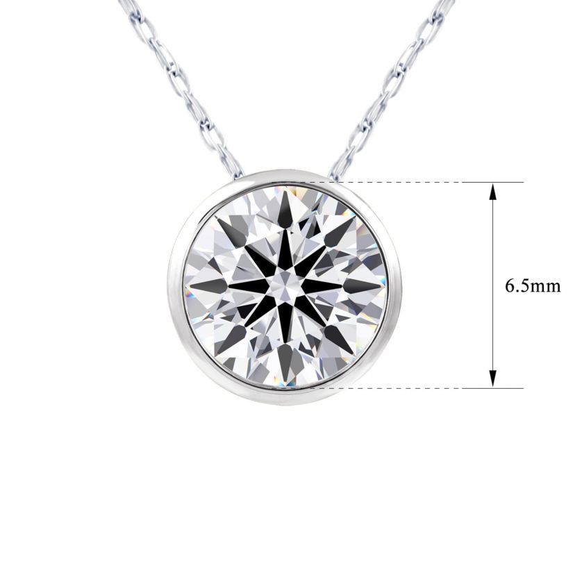 Lab Created 2 ct. t.w. Round Shape Lab Grown Diamond Solitaire Necklace In 14K White Gold, Bezel Setting