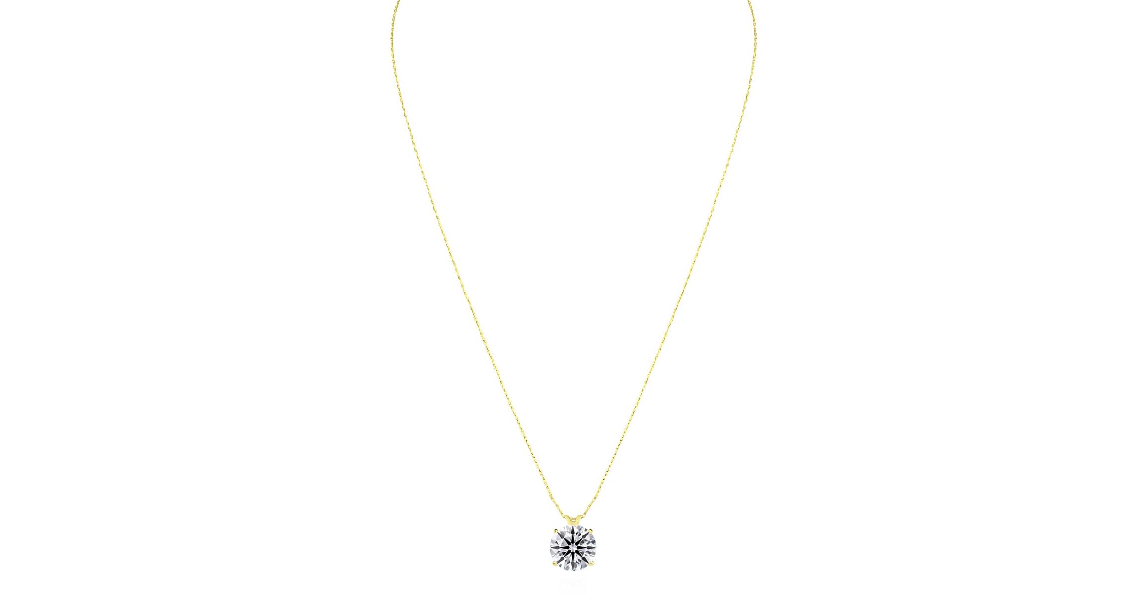 Lab Created 5 ct. t.w. Round Shape Lab Grown Diamond Solitaire Necklace In 14K Yellow Gold, Bezel Setting