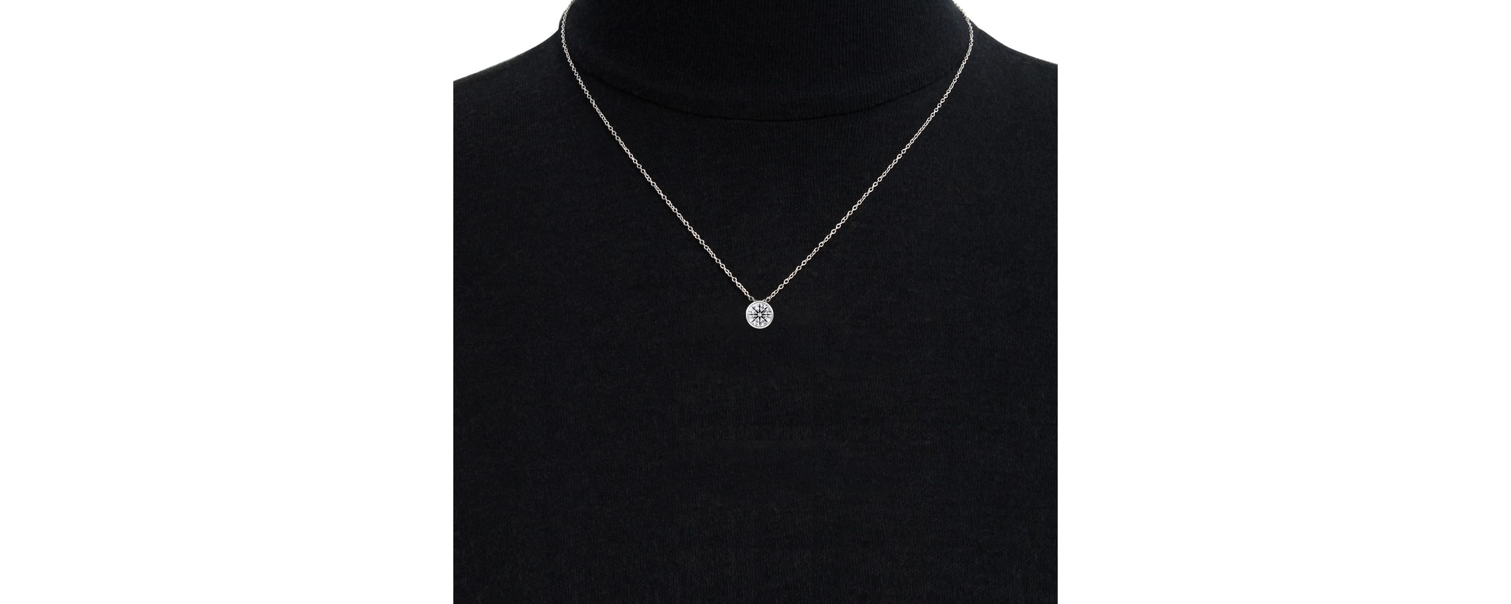 Lab Created 2 ct. t.w. Round Shape Lab Grown Diamond Solitaire Necklace In 14K White Gold, Bezel Setting