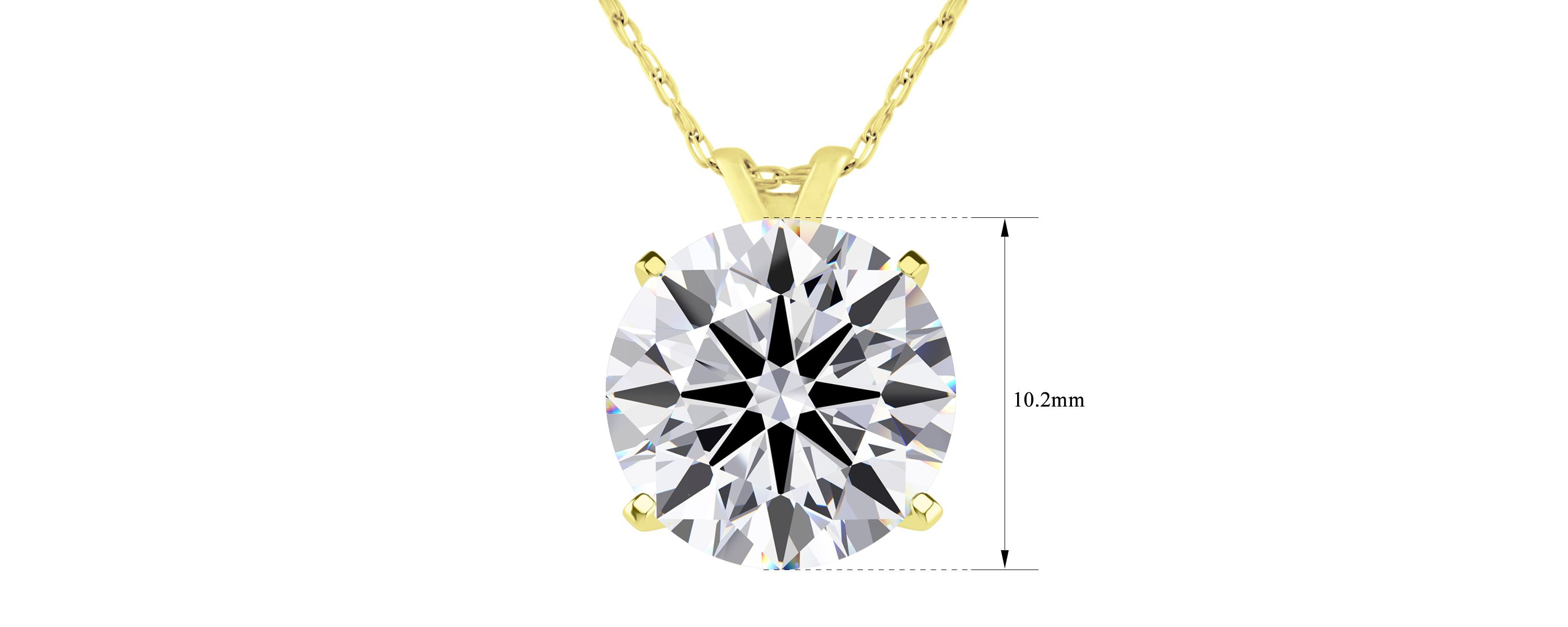 Lab Created 4 ct. t.w. Round Shape Lab Grown Diamond Solitaire Necklace In 14K Yellow Gold, Bezel Setting