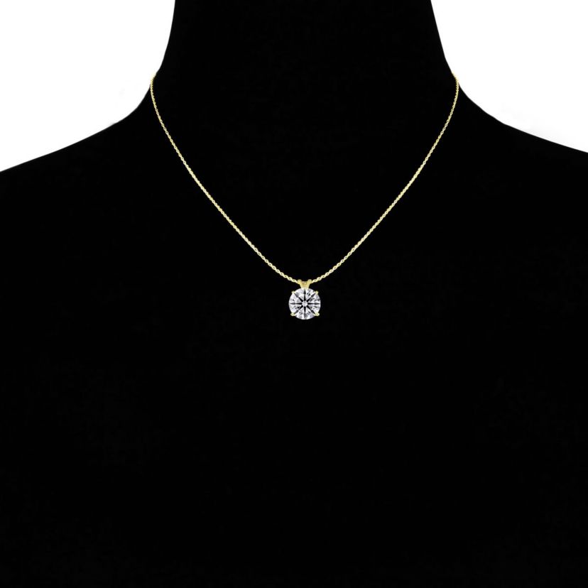 Lab Created 4 ct. t.w. Round Shape Lab Grown Diamond Solitaire Necklace In 14K Yellow Gold, Bezel Setting