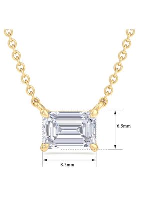 Lab Created 2 Carat Emerald Cut Lab Grown Diamond Solitaire Necklace In 14 Karat White Gold