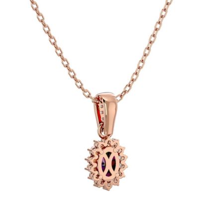 1 Carat Oval Shape Mystic Topaz Necklace With Diamond Halo 14 Karat Gold, 18 Inches