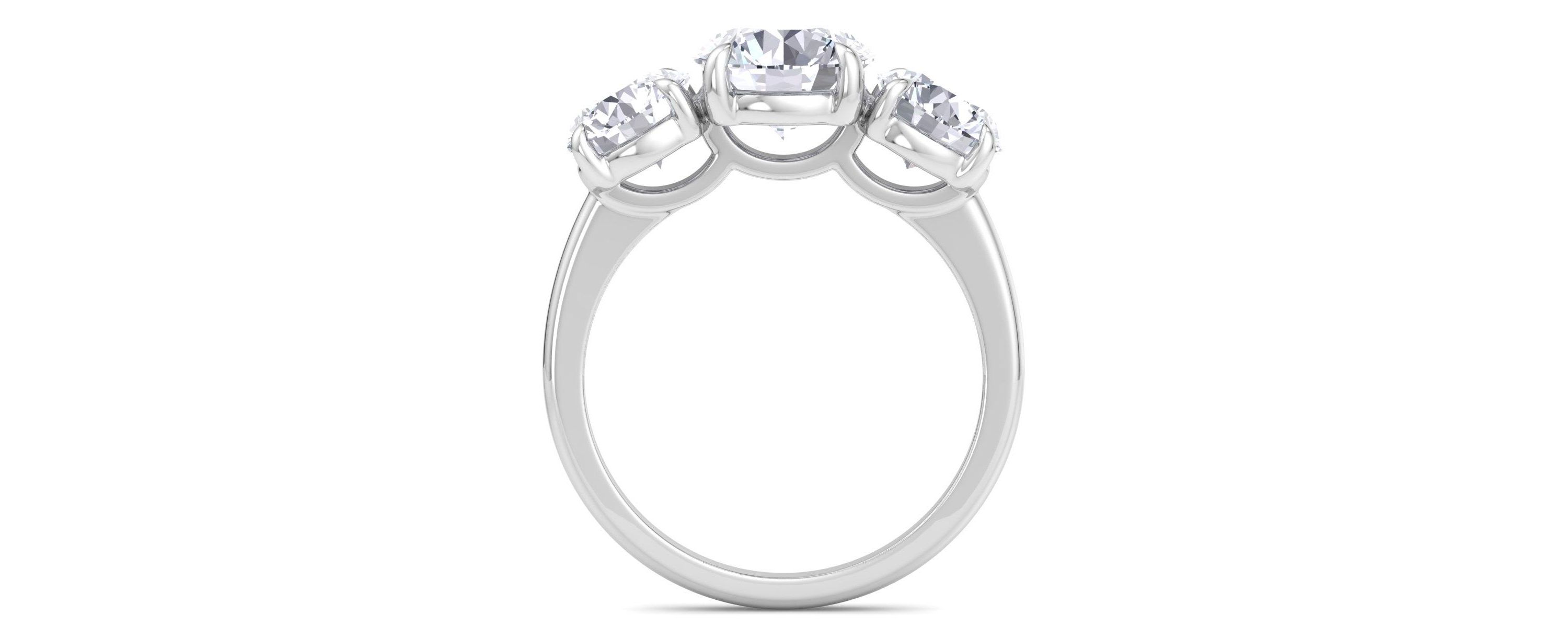 Lab Created 4 Carat Lab Grown Diamond Three Stone Engagement Ring In Sterling Silver