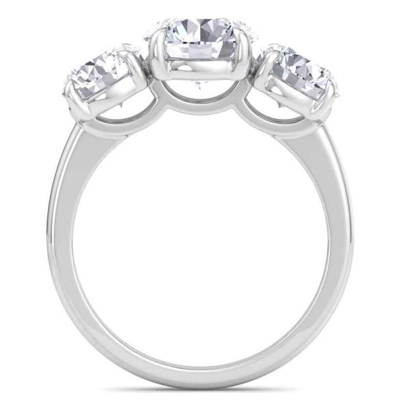 Lab Created 4 Carat Lab Grown Diamond Three Stone Engagement Ring In Sterling Silver