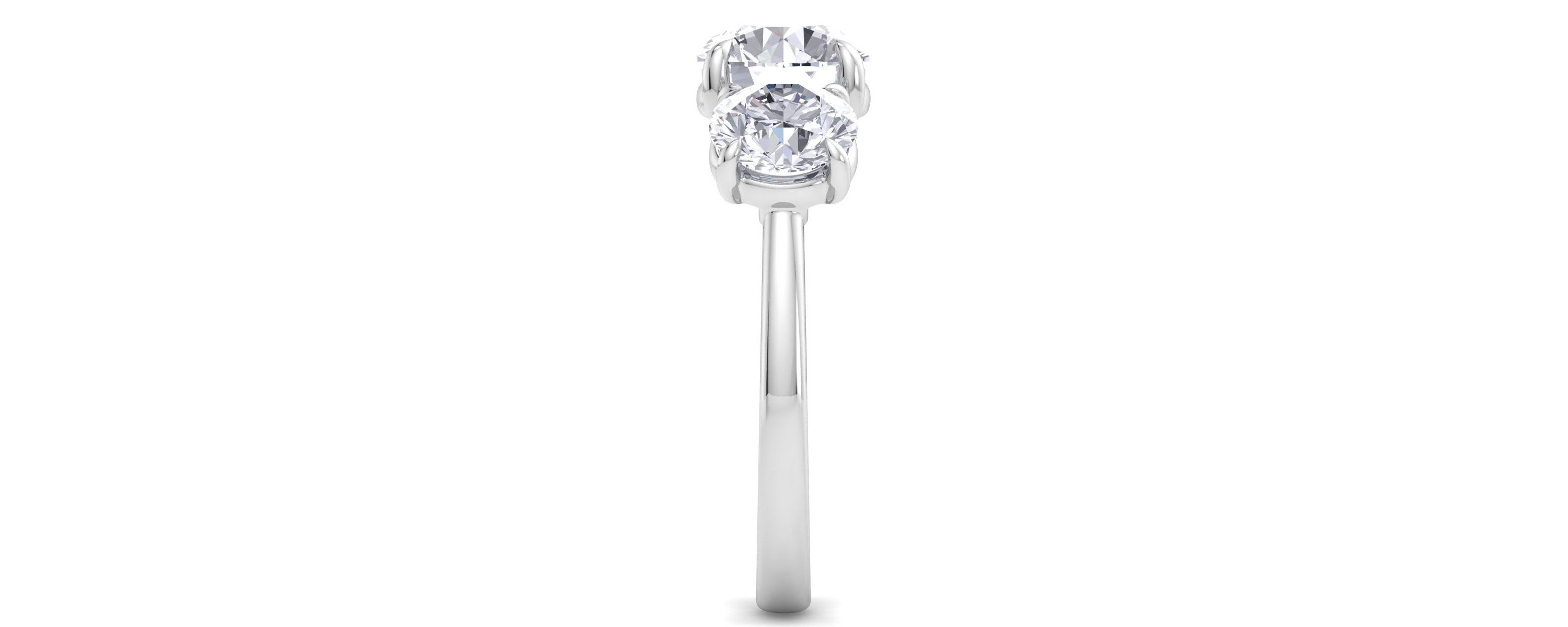 Lab Created 4 Carat Lab Grown Diamond Three Stone Engagement Ring In Sterling Silver