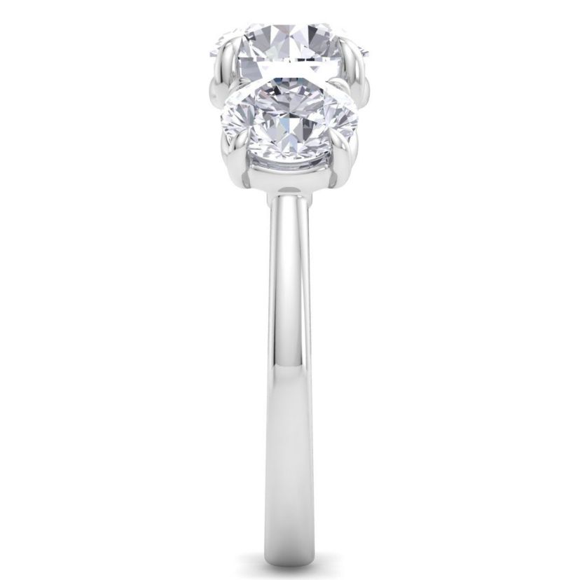 Lab Created 4 Carat Lab Grown Diamond Three Stone Engagement Ring In Sterling Silver