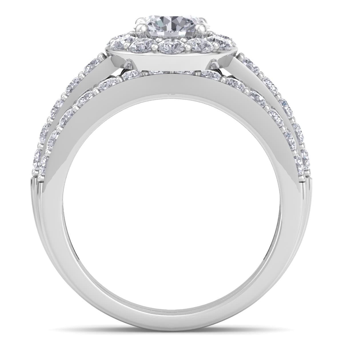 Lab Created 2 Carat Halo Lab Grown Diamond Bridal Set In Sterling Silver